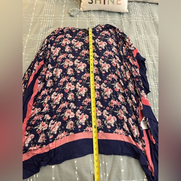 Mario Serrani blue pink Floral Kimono Cardigan OS - Picture 6 of 6